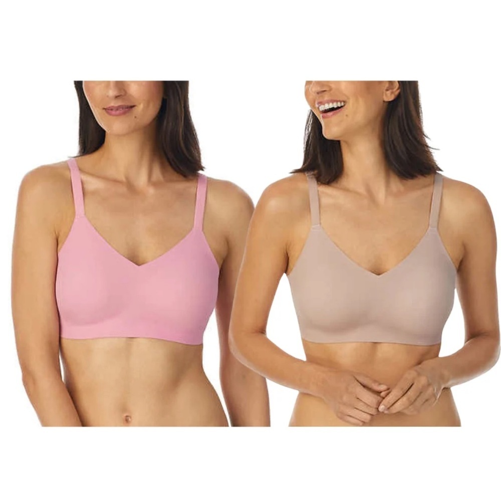 H by Halston NWOT Seamless Wireless Bras (2 pack) in Pink and Beige size medium
